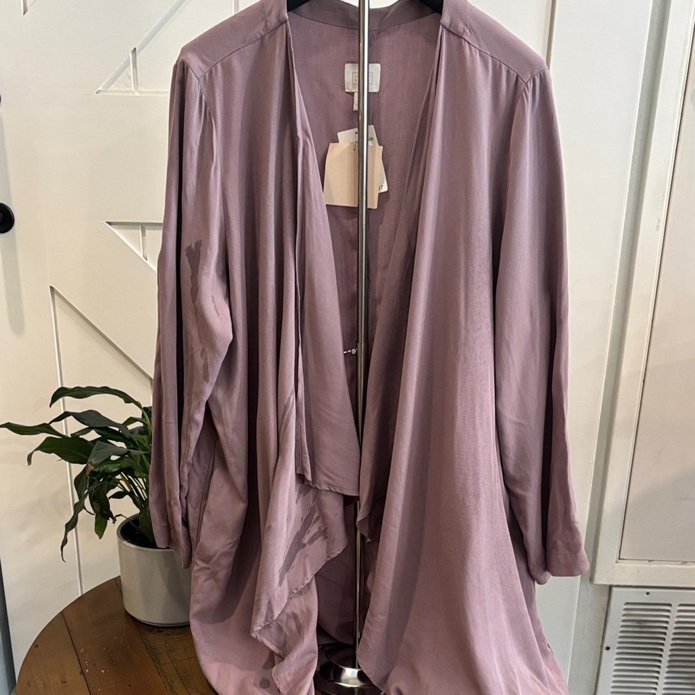 14th & Union Mauve Waterfall Cardigan XL Open Front Draped NWT Boho - Picture 2 of 5